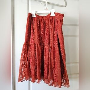 Elegant Lace Skirt in Rust